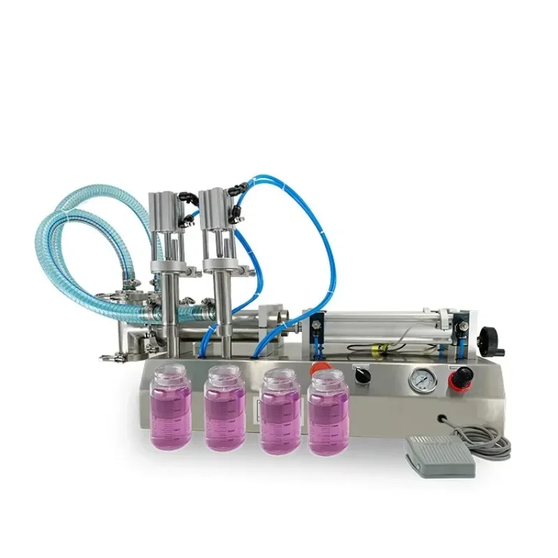Table Top Double  Heads  Semi Automatic Liquid Filling Machine for Filling Hot  Juice Oil Milk