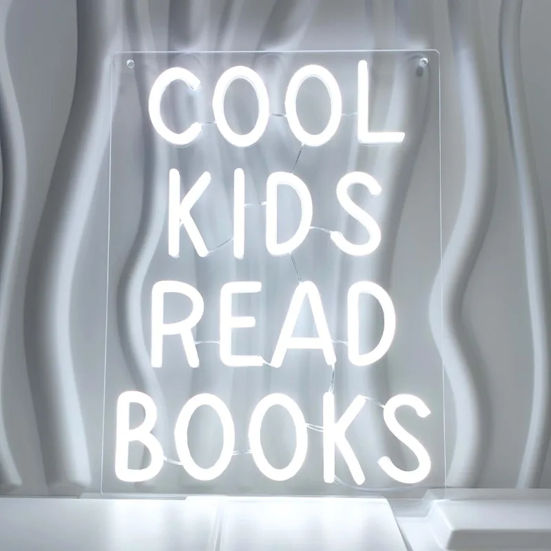 Cool Kids Read Books Neon Book Lovers Words Quotes Kid Room Light Wall Art Library Classroom Read Corner Decor 10.55