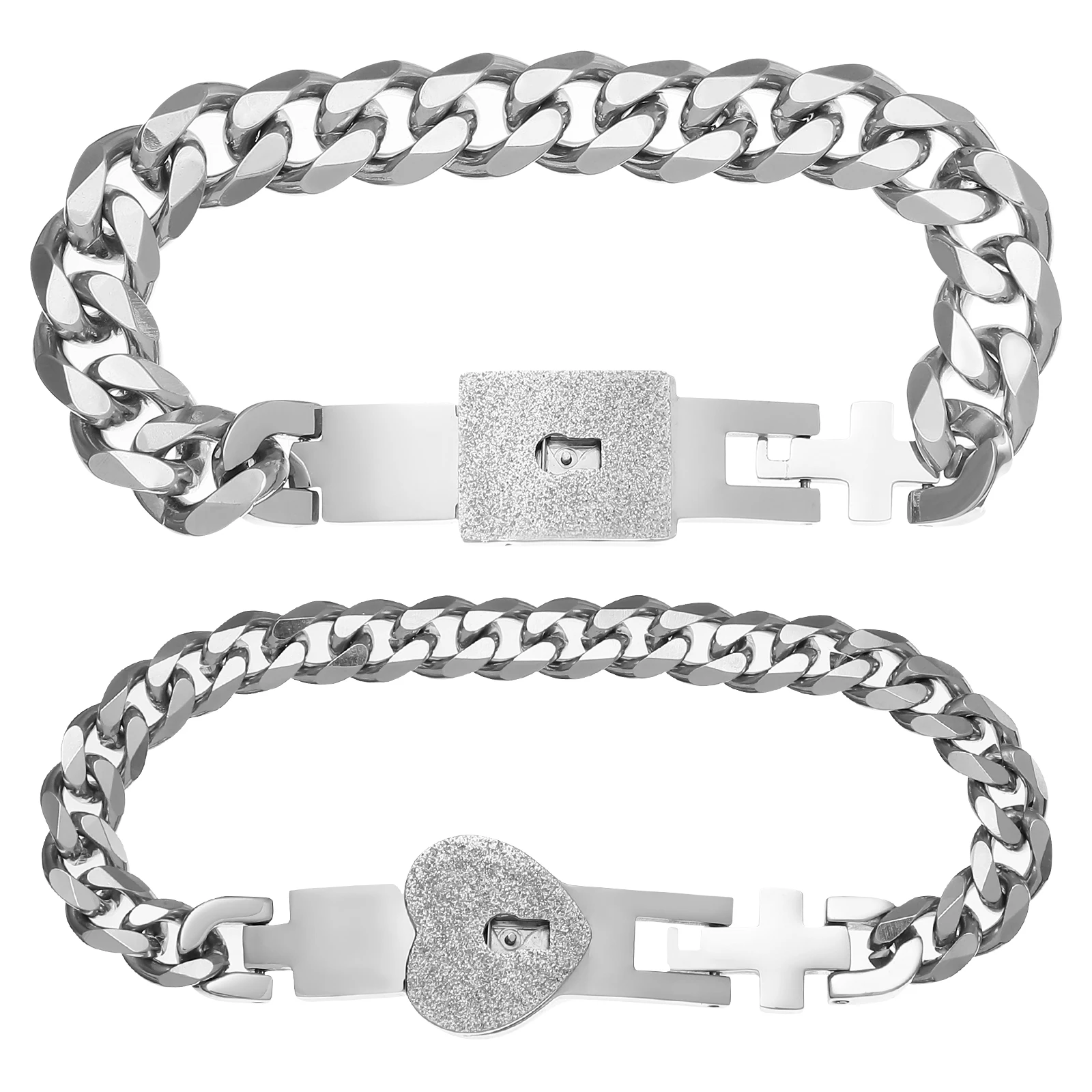 

Heart Lock Bracelet Lovers Couples Bracelets Men Stainless Steel Accessory
