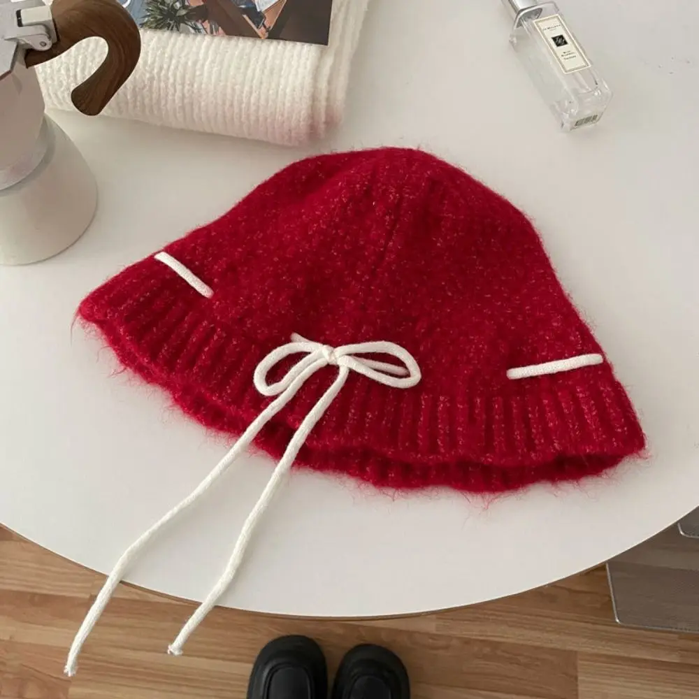 Topi Serut Pita Gaya Korea Modis Syal Pita Wol Lucu Hangat Sarung Tangan Musim Dingin Tebal Lembut untuk Ski
