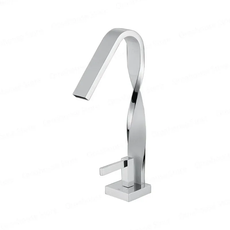 

Creative Shaped Brass Bathroom Faucet Waterfall Kitchen Sink Mixer Tap 360 Rotation Single Handle Hot Cold Wash Faucet