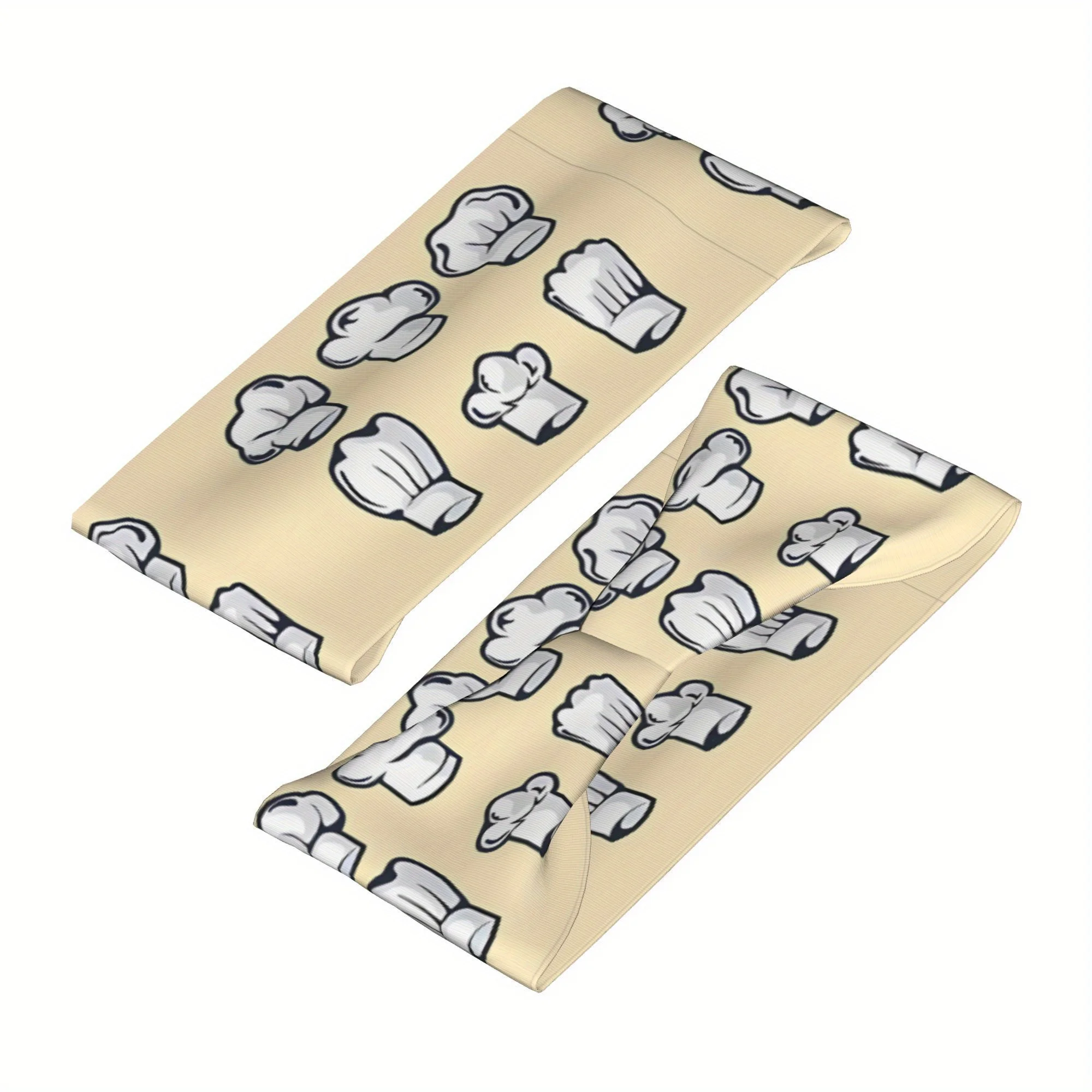 

Kitchen Chef Hat Headband Stylish Polyester Knit Sports Headband with White Chef Hat Pattern Ideal for Foodies and Chefs