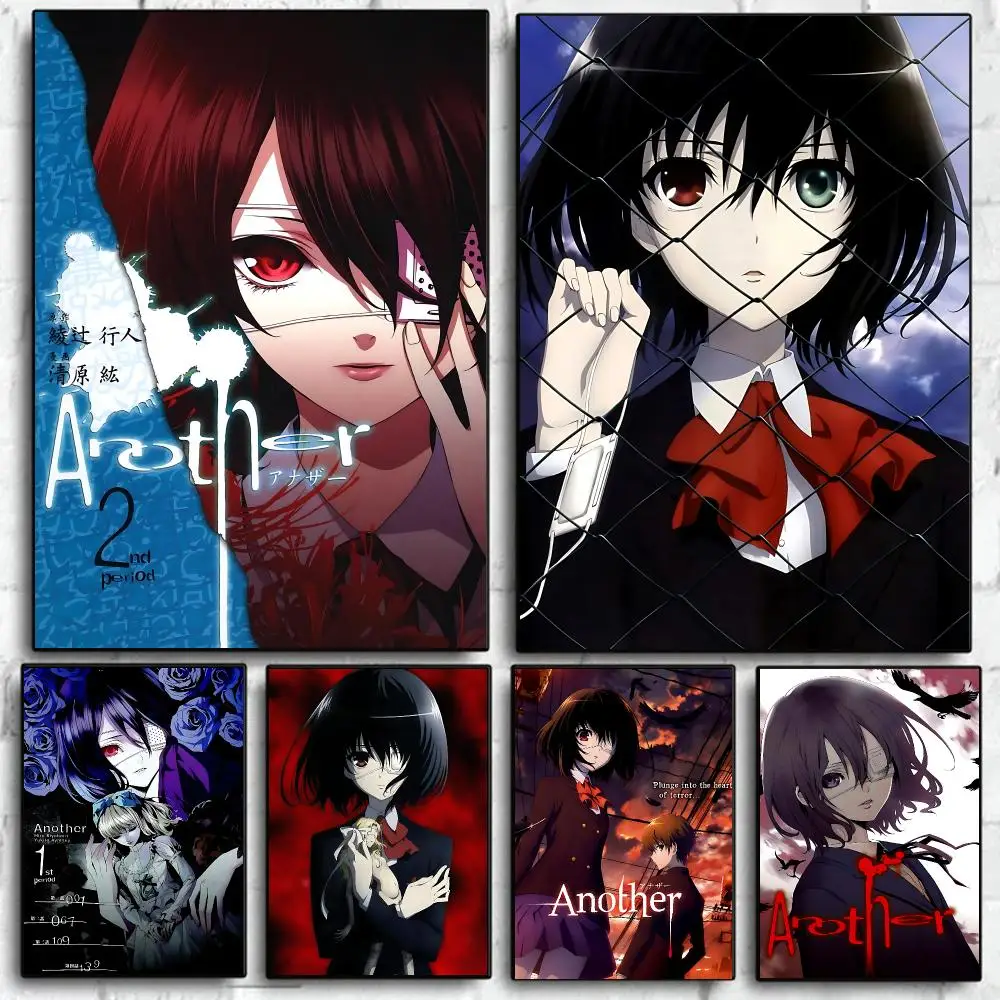 Hot Anime A-Another Misaki Mei Poster Self Adhesive Wall Art Decor for Bedroom Living Room Office Home Halloween Gift