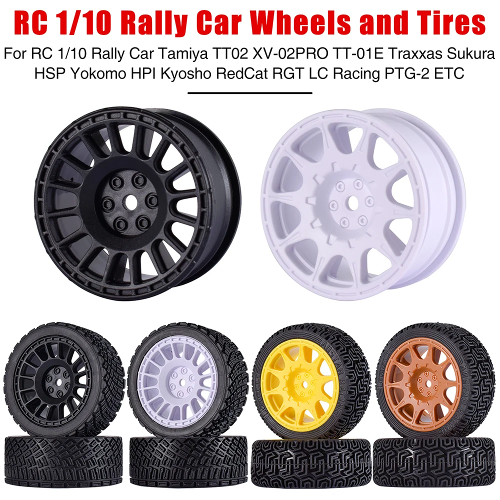 12mm Hex RC Wheels and Tires 1/10 for Rally Car Truck Drift On-Road Racing Car Tamiya TT02 Traxxas HSP HPI RedCat