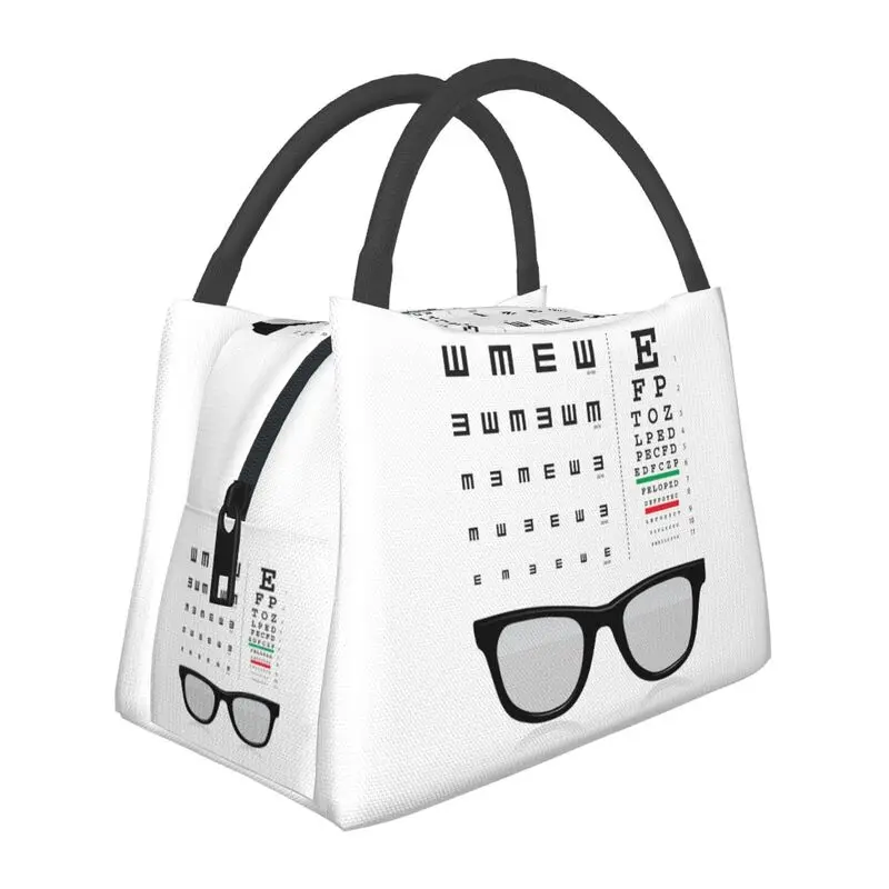 

Snellen Eye Test Chart Insulated Lunch Bag for Women Resuable Optician Vision Glasses Thermal Cooler Bento Box Picnic Tote Bags