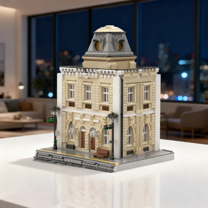 

5665 деталей MOC: Новая модель железнодорожной станции, строительные блоки, конструктор, рождественский подарок, креативная идея для самостоятельной сборки, архитектурные игрушки из кирпичиков