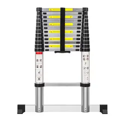 New 3.8m Stable Foldable Telescopic Aluminum Ladder Multi Purpose Industrial Herringbone Telescopic Straight Ladder Step