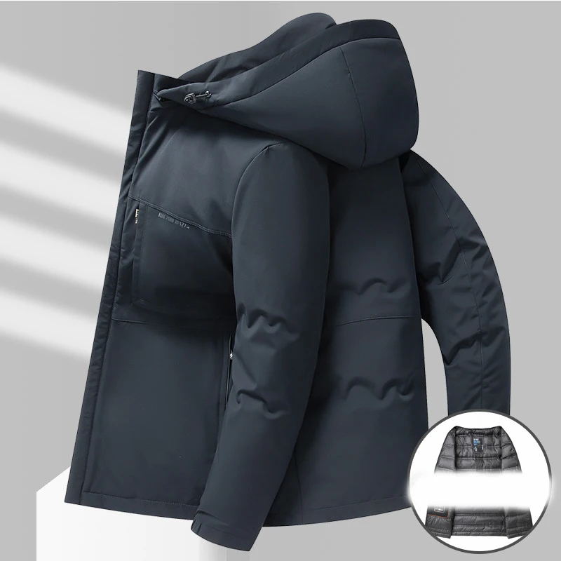 Men's Down Coat New Winter Detachable Inner Tank Casual Hooded Versatile Fashion Coat