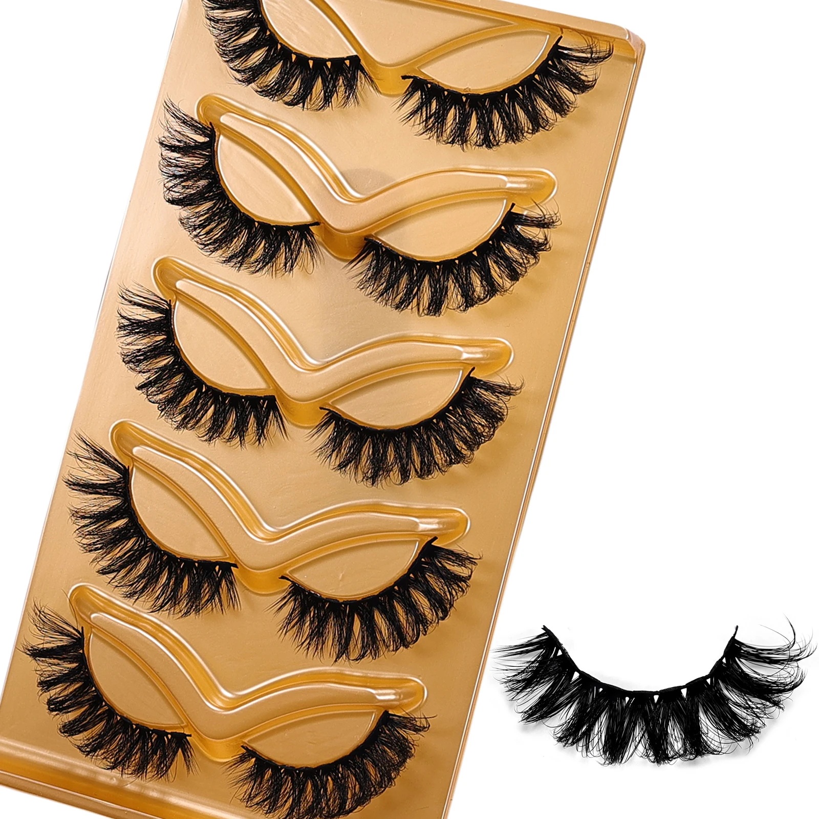 5 paar Cat Eye valse wimpers, pluizig natuurlijk uiterlijk, slank uiteinde natuurlijke valse wimpers |   Pluizige wimpers