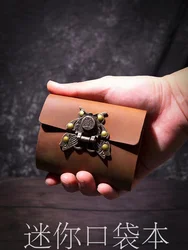 A9 Cute Notebook Portable Small Size Blank Mini Pocket Notepad Genuine Leather Leather Journal Loose-leaf NoteBook
