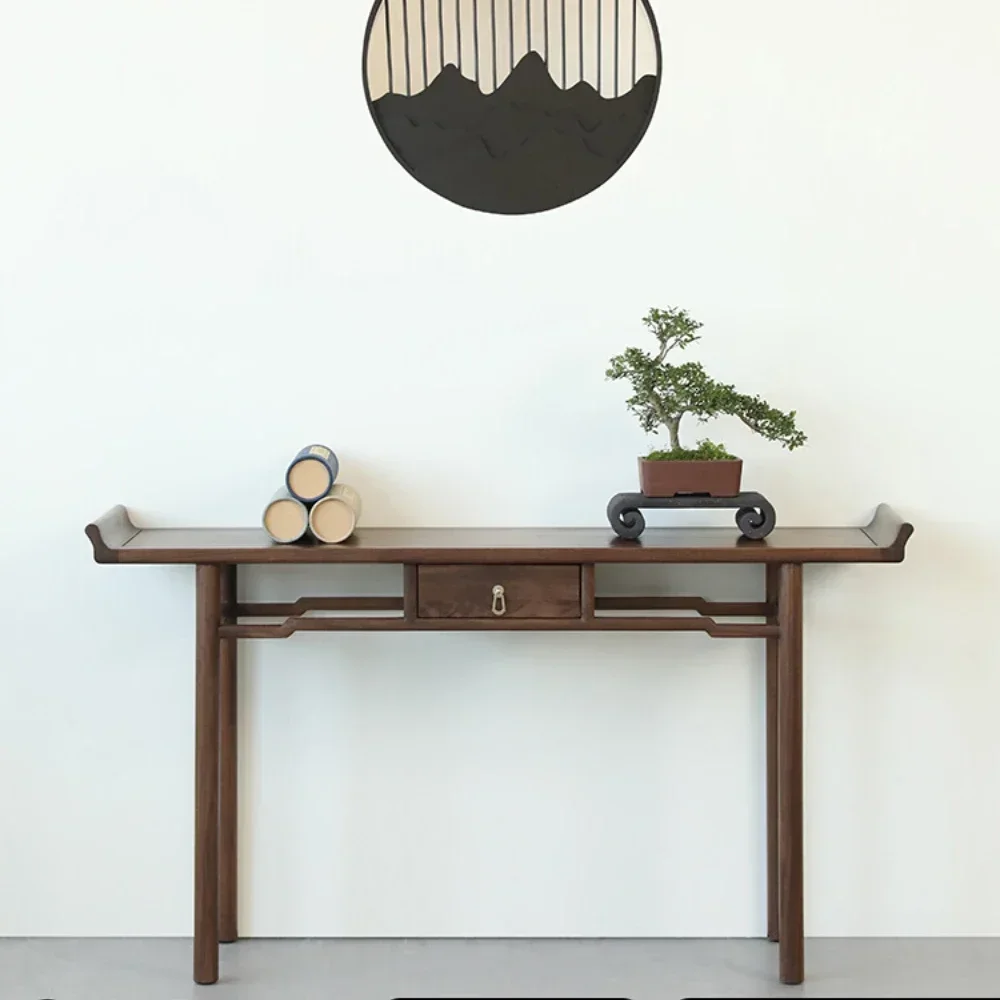 New Chinese Style Console Tables Ultra-Narrow Solid Wood Strip Table Side View Foyer Altar