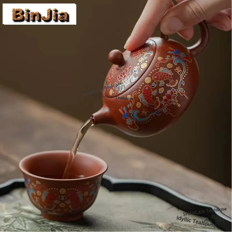 Purple Clay Colour Enamels Tea Set Complete Set Traditional Tea Ceremony Set Tea Making Teapot And Tea Cup Set Teaware Supplies