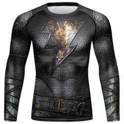 2023 Running Men Long Sleeve Tight Sports Cool T-Shirt 3D Print Compression Gym MMA Jiu Jitsu Rashguard Quickly Dye Jogging Tops