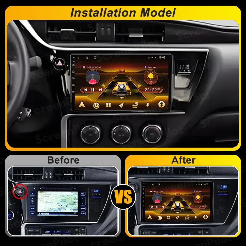Android 16  For Toyota Corolla 11 Auris E180 LHD 2017 2018 Car Radio Stereo Head Unit Multimedia Video Player 2K QLED 9 Inch 5G