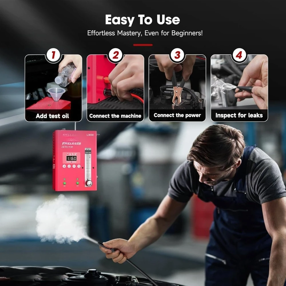 قم بترقية آلة دخان السيارات L3000 مع مضخة هواء مدمجة ومقياس الضغط الرقمي. جهاز اختبار تسرب آلة الدخان EVAP-جديد #3