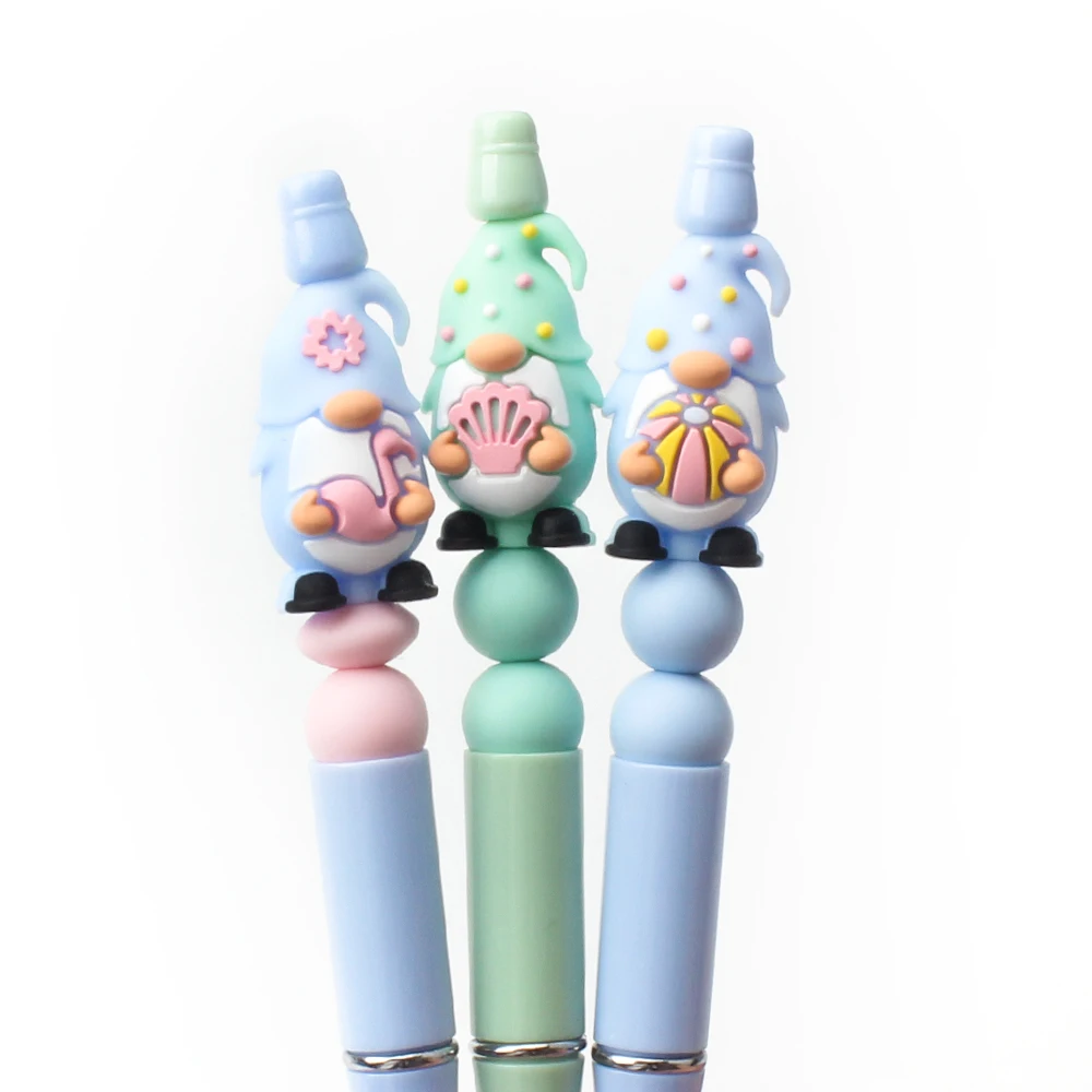 5/10/20pcs Gnome Silicone Beads 3D Summer Gnome Designs with Flowers Focal Beads For DIY Pens Keychains Lanyards Accessories