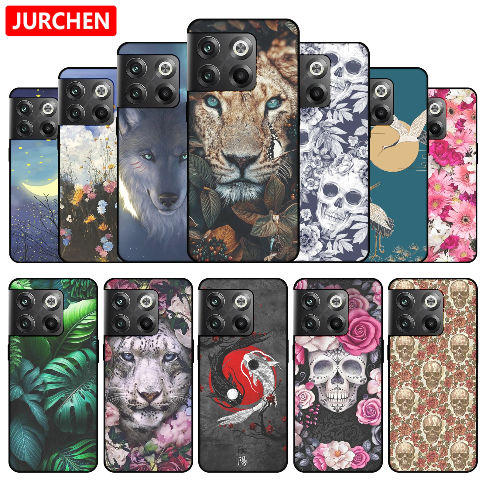 Silicone Cases For OnePlus 10T CPH2417 Custom Cartoon Cat Dogs Pattern For One Plus 1+ 10T 10 1+10 T CPH2415 CPH2413 Back Cover