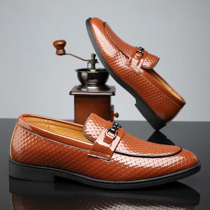 patent leather shoes man formal loafers designer white wedding dress business shoes man loafer masculino