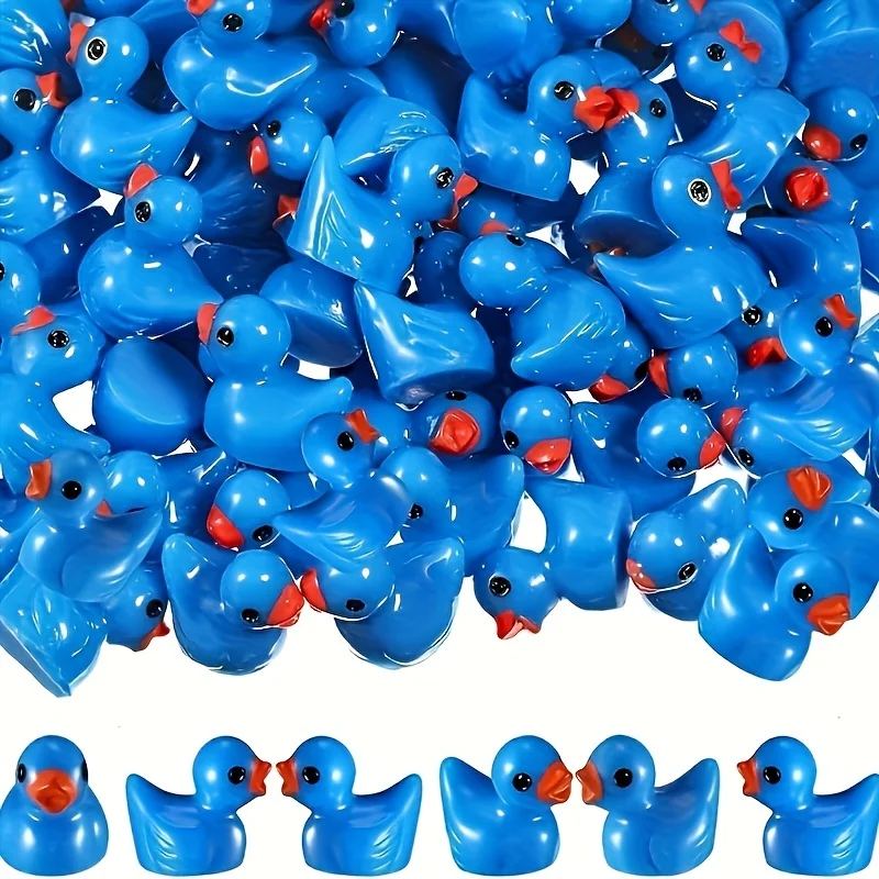 100/50 Uds Mini resina pato azul grisáceo miniaturas Animal pequeño adorno de hadas para jardín, planta en maceta de escritorio Micro paisaje decoración DIY