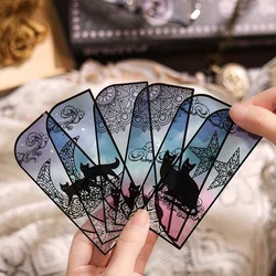 3pcs Black Cat Theme Bookmarks for Books PET Transparent Moon Star Page Marker Holder Unique Reading Gift A7672