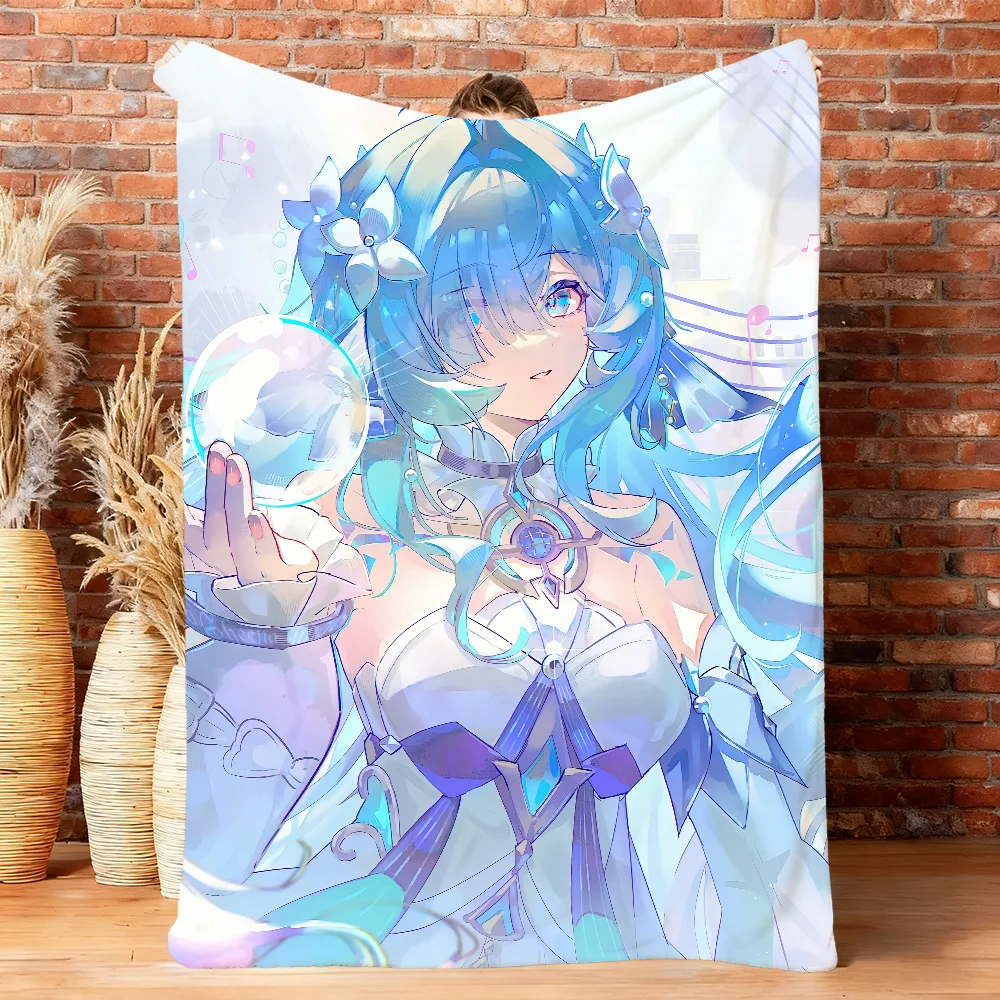 Genshin Impact Vodyanitsa Blanket For Couch Sofa Travel Home Hiking Picni Bed Beding Flannel Blanket Birthday Gift