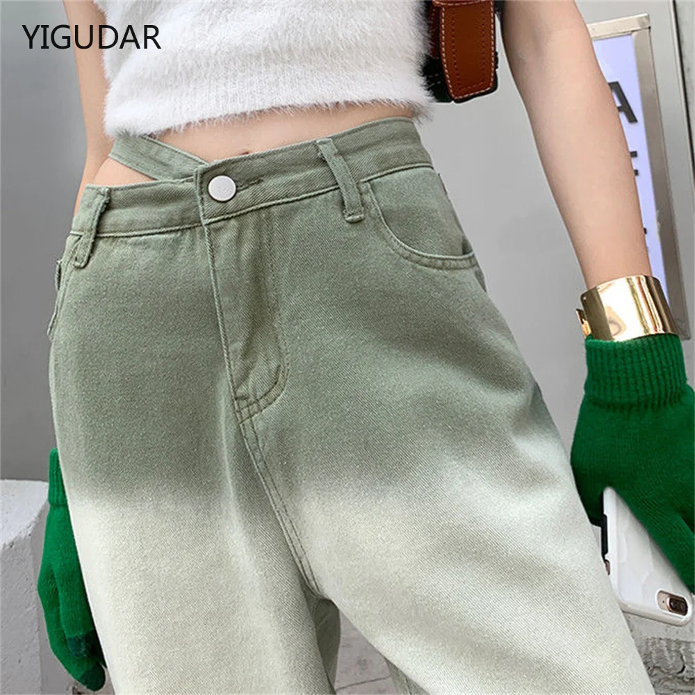 Women's jeans Gradient wide leg jeans for women high waist Women's pants Blue Straight jeans loose woman jeans pants