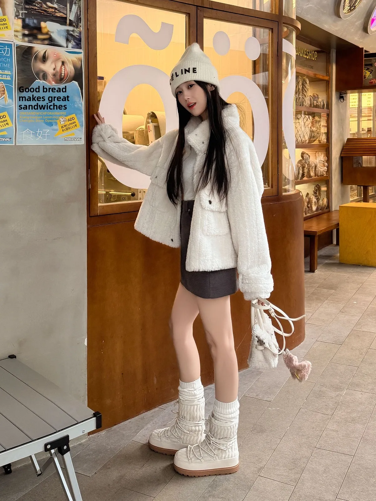 

ort Snow Boots Women's Thi Bot Heightening Ski Boots Lamb Fur Binding Cross Korean Sle Warm round Toe Winter Boots