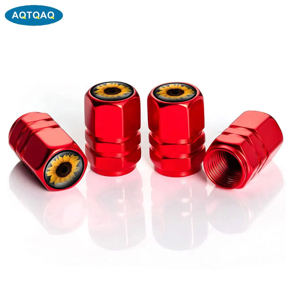 4 Pcs Tire Valve Caps Heavy-Duty Stem Covers, with O Rubber Seal Outdoor, All-Weather, Leak-Proof Air Protection, Aluminum Alloy