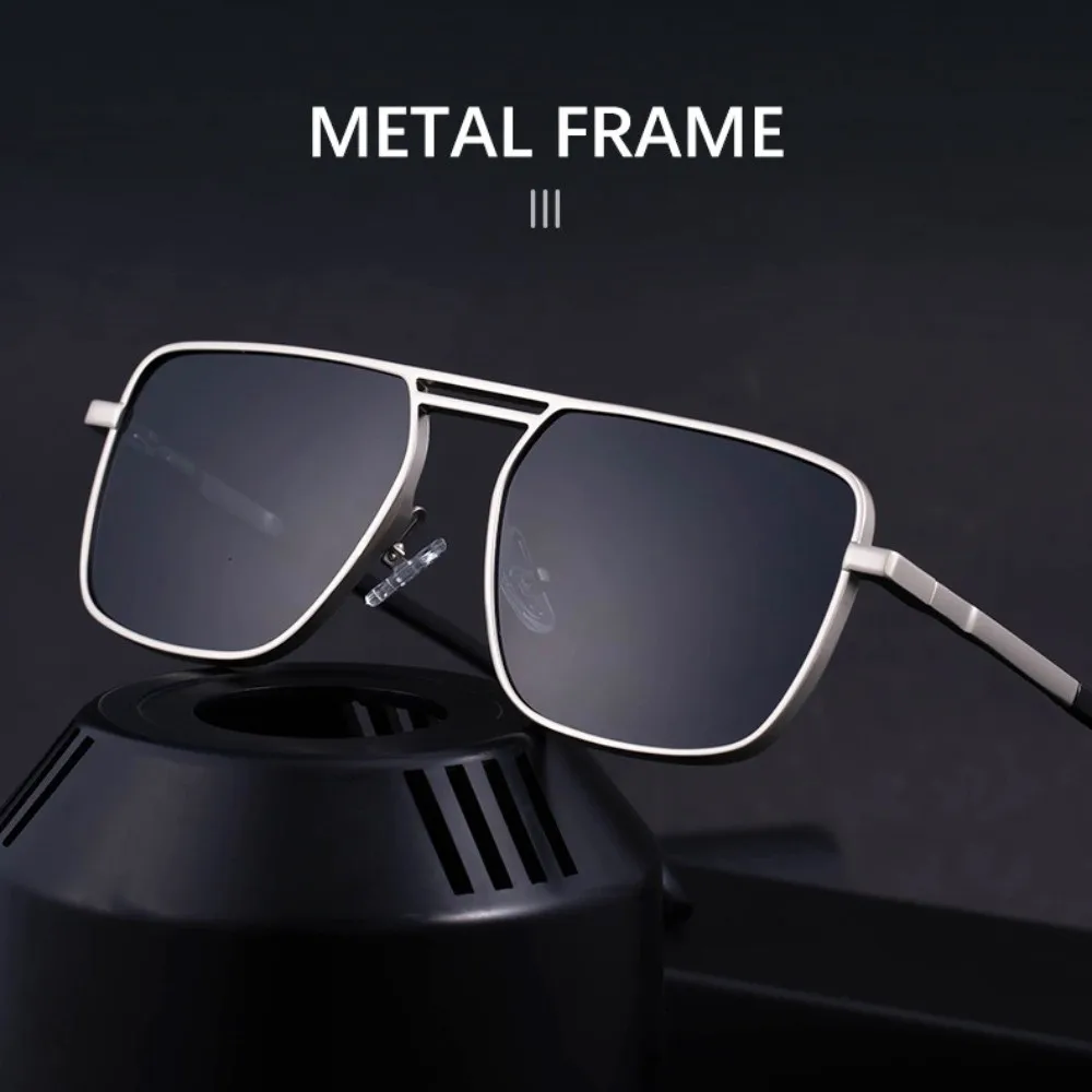 

Personalized Big Frame Square Sunglasses Punk Lightweight Double Beam Sun Glasses Alloy UV400 Men Eyewear Unisex