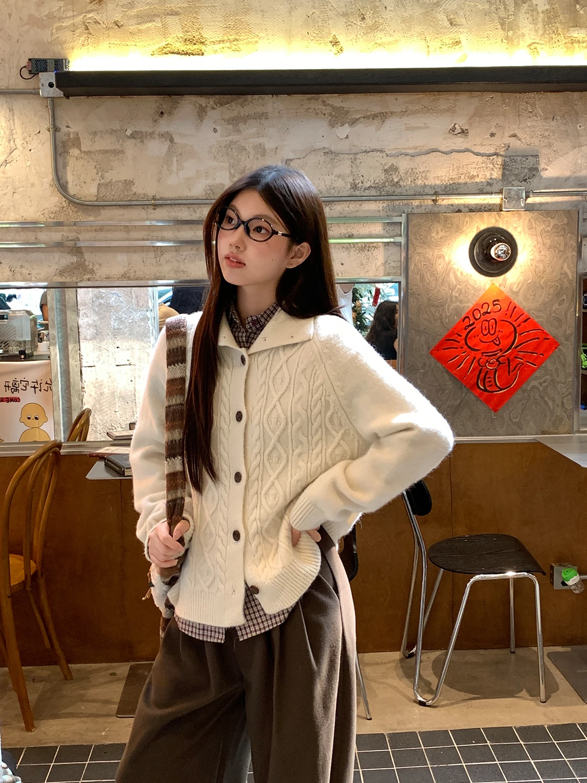 

Свободный женский вязаный свитер, кардиган, осень-зима, новый дизайн, маленький ищ, открытый кардиган из пряжи, корейский Sle