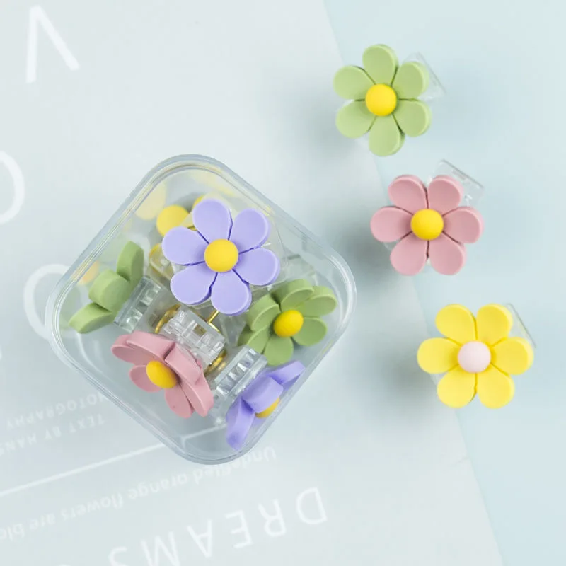 

flower Push Pins with Clips Pushpins Tacks Thumbtacks, Creative binder Clips with Pins for Cork Boards Notes Photos Wall