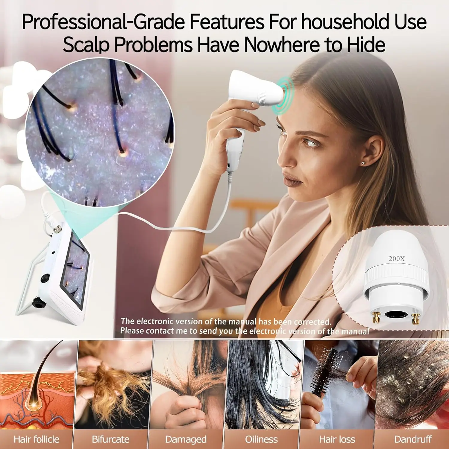 5 بوصة الجلد محلل الشعر شاشة LCD الرقمية تشخيص الجلد الماسح الضوئي الوجه فروة الرأس الشعر بصيلات النفط الرطوبة الرعاية الكاشف