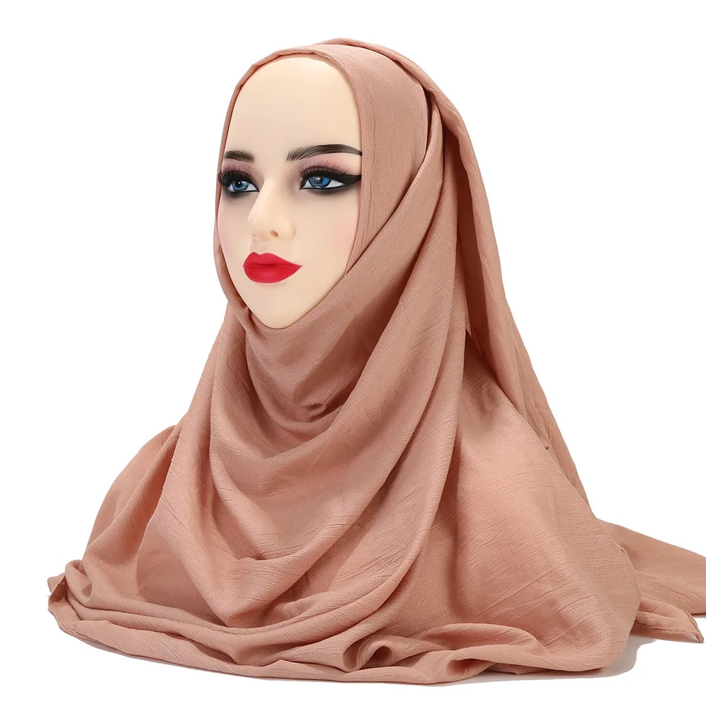 

Ramadan Muslim Hijab Scarf Woman Solid Long Women Musulman Soft Headscarf Islamic Hijab Shawls Wraps 90*180CM