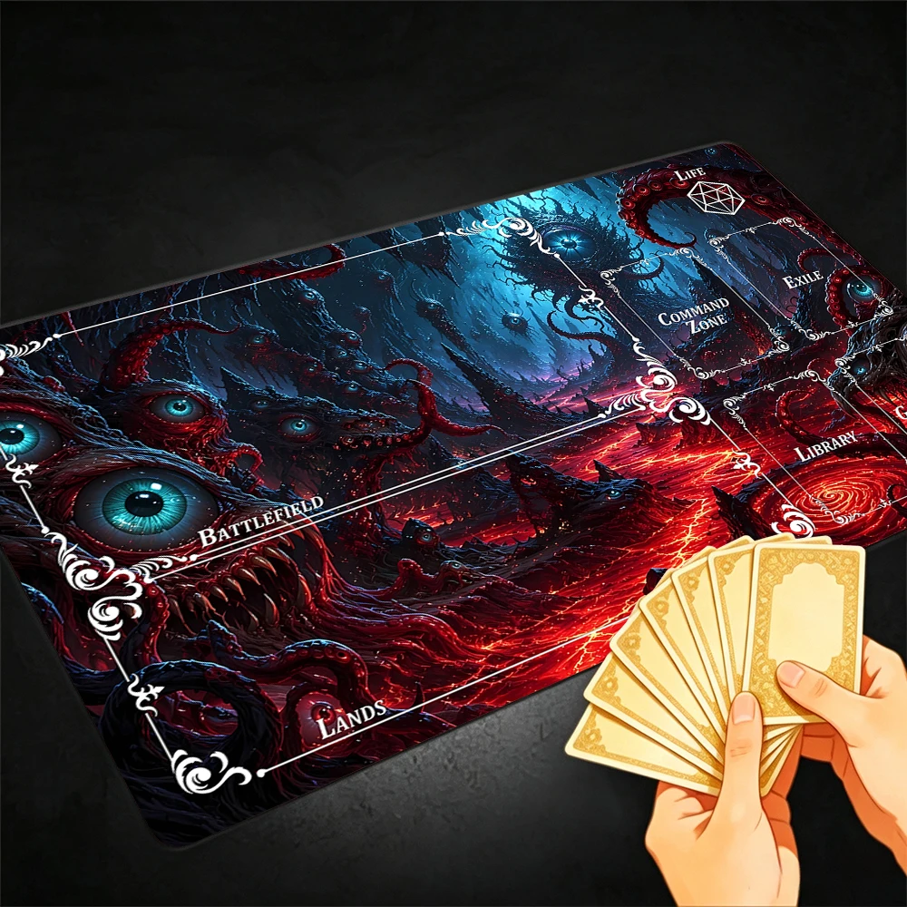 Giant-Eye Swamp TCG Playmat Magic Playmat Gathering Gaming Mat with Stitched Edge Anti-slip base 60X35cm Trading Card Game