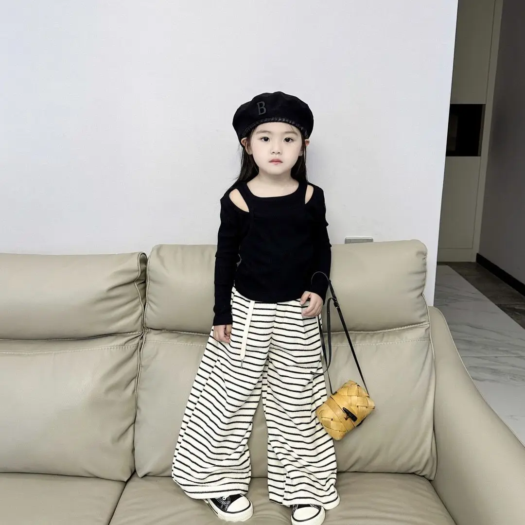 مجموعة الخريف الجديدة للفتيات: بلوزة بأكمام طويلة وبنطال أنيق واسع الساق مكون من قطعتين ملابس غير رسمية للفتيات الصغيرات #1