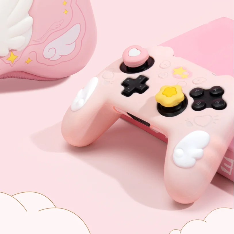 Star Wings Silicone Soft Shell Sticker Skin For Nintendo Switch Pro Game Controller Case Thumb Stick Grip Cap Cover Protector