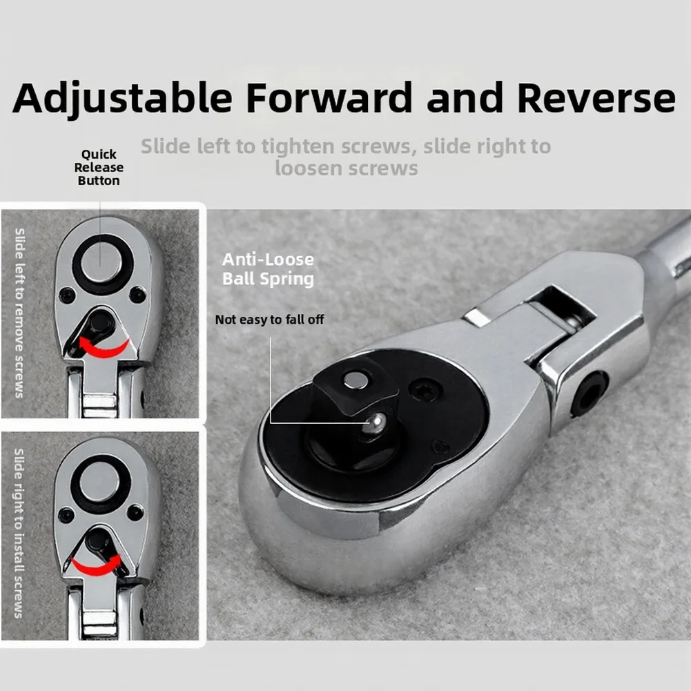 

Набор гибких трещоточных ключей с 72 зубьями и быстросъемной головкой, поворотной на 180 градусов, гибкая рукоятка, набор ручных инструментов