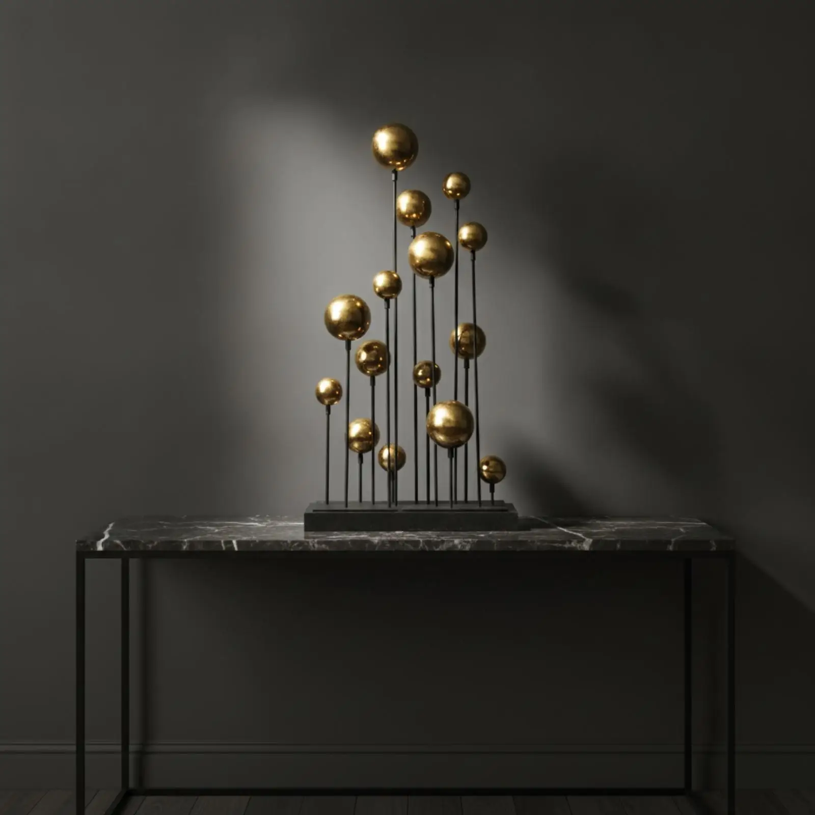 Decorative Metal Sculpture Modern Geometric Ball Design Tabletop Art Piece for Living Room Bookshelf Office Shelf Polished Decor