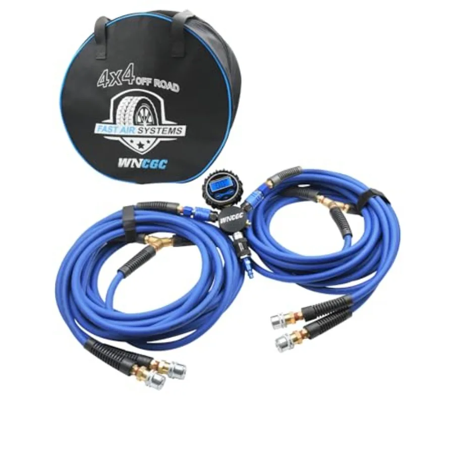 

4-система накачивания шин, гибридный воздушный шланг 1/4 дюйма x 13 футов, сверхмощный 4-ходовой комплект шлангов для накачивания шин с замком закрытого потока