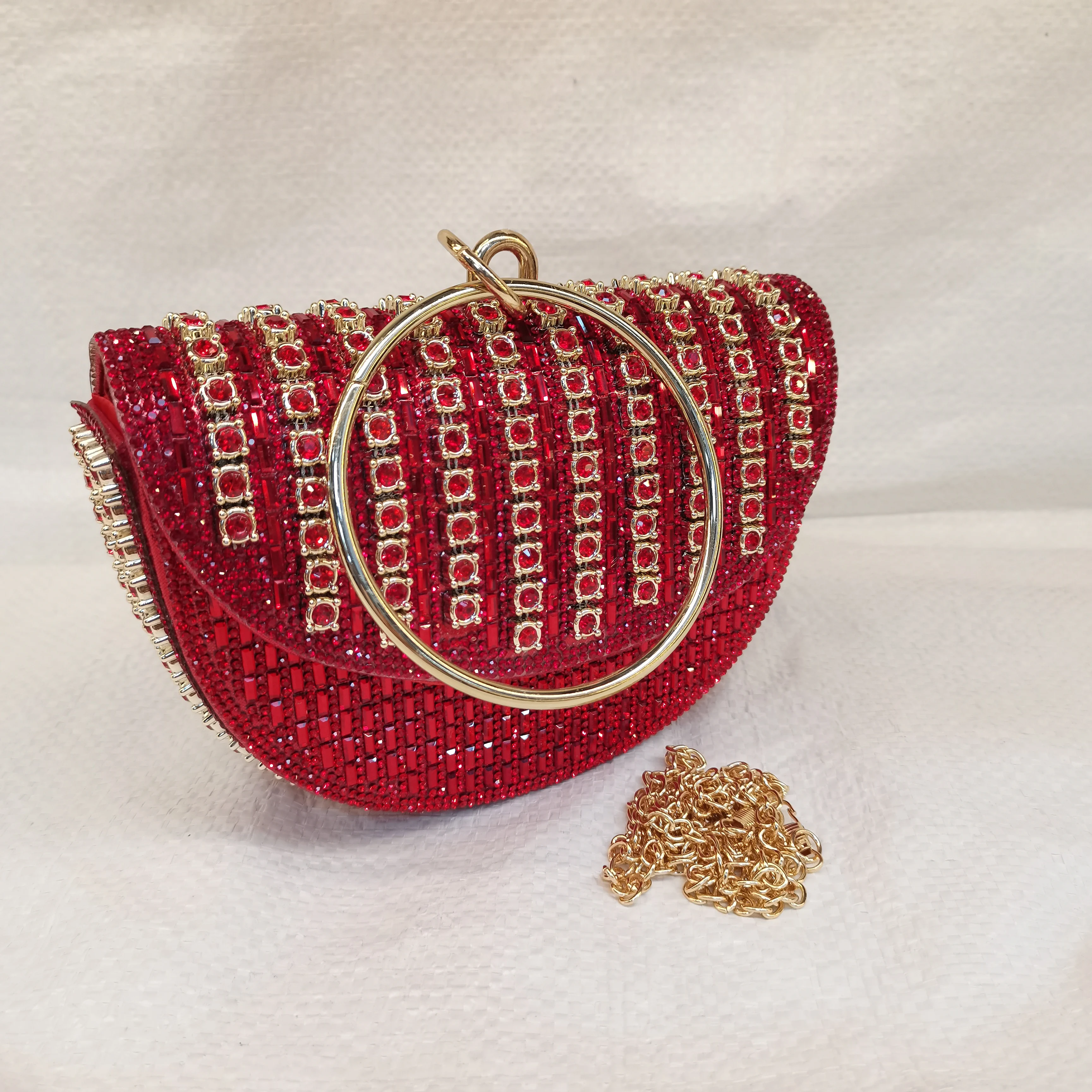 Fashion Women\'s Rhinestone Round Evening Bag, Lady Clutch Purse Women\'s Elegant Handbags For Party Wedding F1206-1