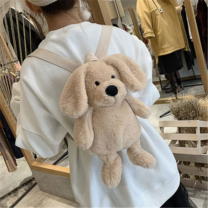 New Style Dog Doll Plush Backpacks for Cartoon Animals Backpack Dog Plush Women Bag Gift for Girls Animals Kids Bags for Girls