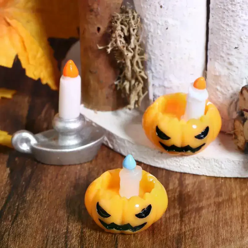 

3Pcs/set Dollhouse Pumpkin Lantern Candle Holder Model Halloween Mini Decoration Micro Landscape Horror Ornament Dollhouse Toys