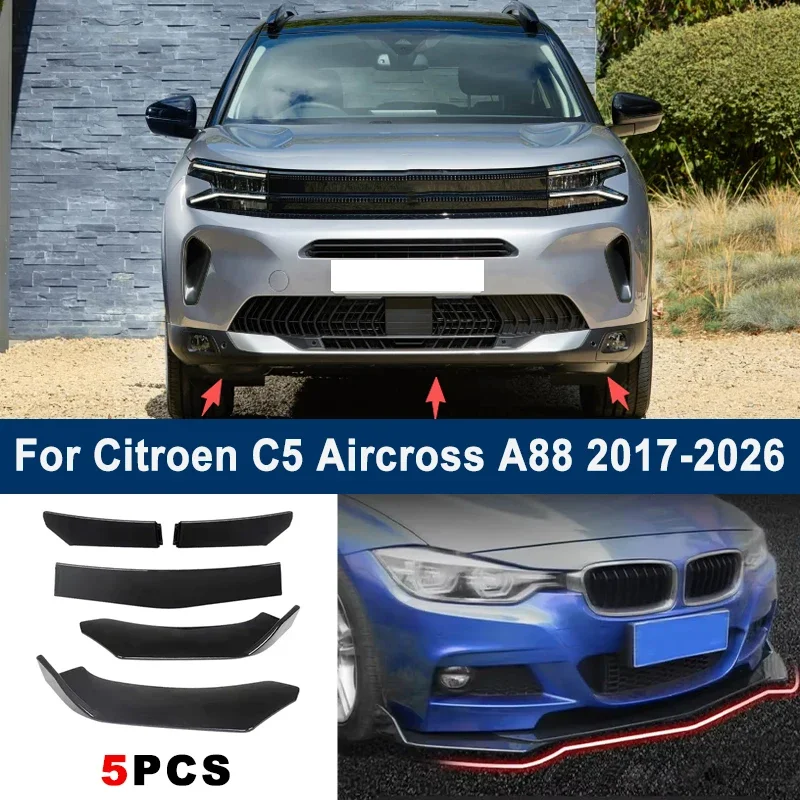

Adjustable 5Pcs Sectional Front Spoiler Lip For Citroen C5 Aircross A88 2017-2026 Front Bumper Splitter Sport Body Kit