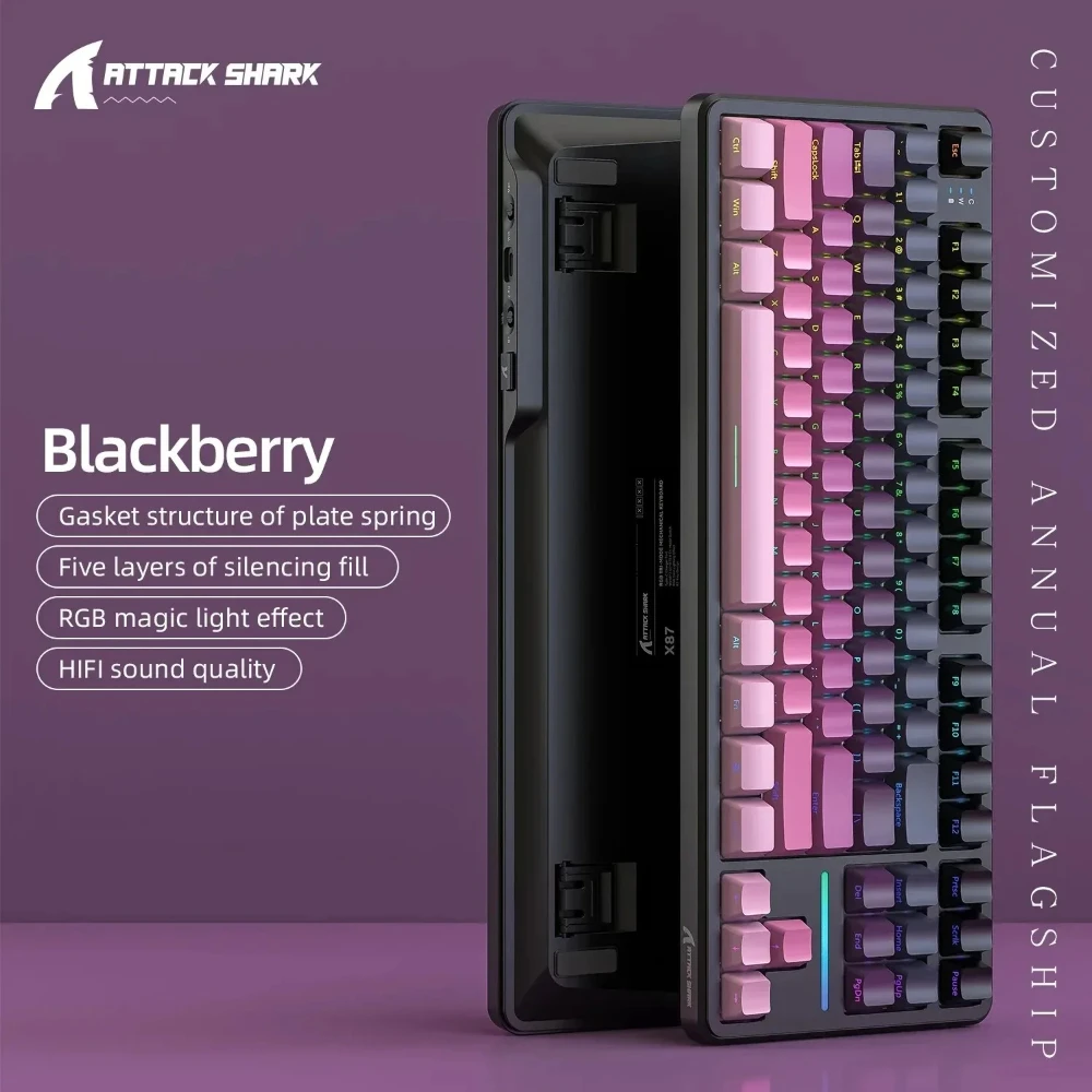 ATTACK SHARK X87 Draadloos mechanisch toetsenbord Tri-Mode BT5.0/2.4G/USB-C Pakkingmontage RGB Hot-swappable