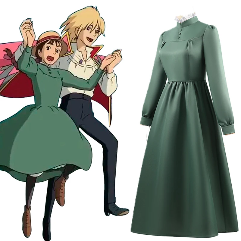 อะนิเมะคอสเพลย์โซฟีชุดแฮตเตอร์เครื่องแต่งกายชุดยาวผ้ากันเปื้อนหมวกของขวัญผู้หญิงฮาโลวีนบทบาทชุดปาร์ตี้เครื่องแต่งกาย