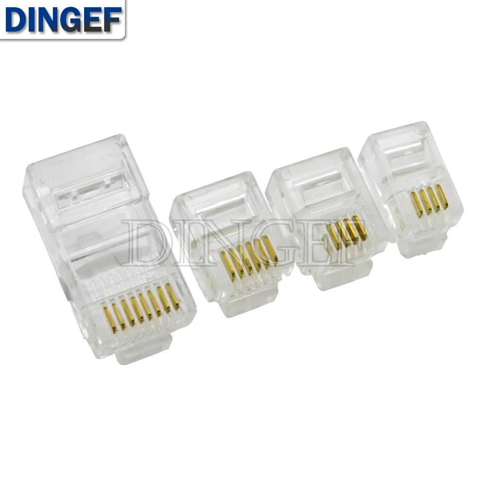 50/100PCS 4/6/8Pin Cable End Connectors Plugs telephone connector internet connector RJ9 4P4C RJ11 6P4C 6P6C RJ45 8P8C Crystal