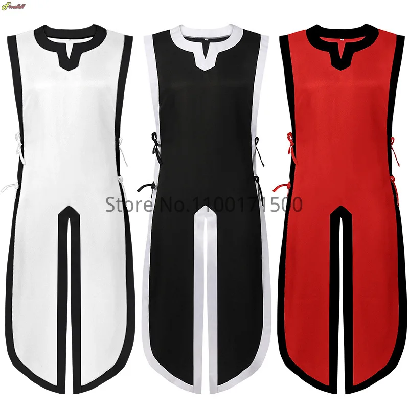 Neue mittelalter liche Krieger Ritter Cosplay Kostüm Mann ärmellose Ritter Templer Renaissance Schnürung Robe Tops Halloween Party Outfits