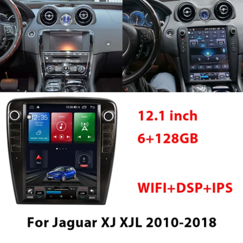 Layar Tesla untuk Jaguar XJ XJL XJR Radio Radio mobil pemutar Multimedia pusat Dvd GPS navigasi Radio 2din