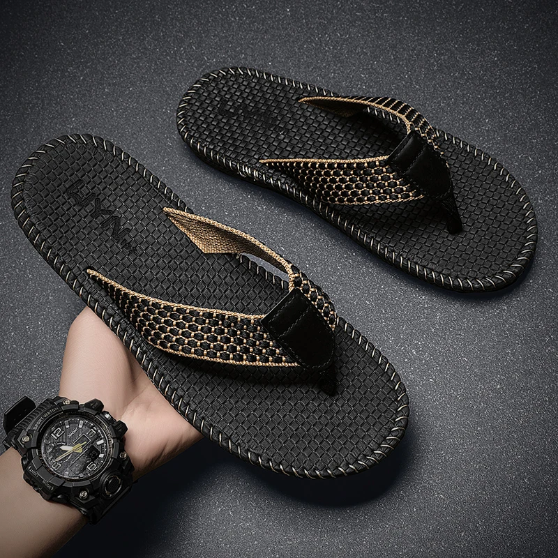 Men's Summer New High Quality Men's Black Flip Flop Summer Outdoor Beach Sandals Fashion Brown Breathable Casual Slippers 2023