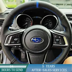 Customized Car Steering Wheel Braid Cover Black Hand Sewing Microfiber Leather For Subaru Forester Outback Legacy XV Crosstrek